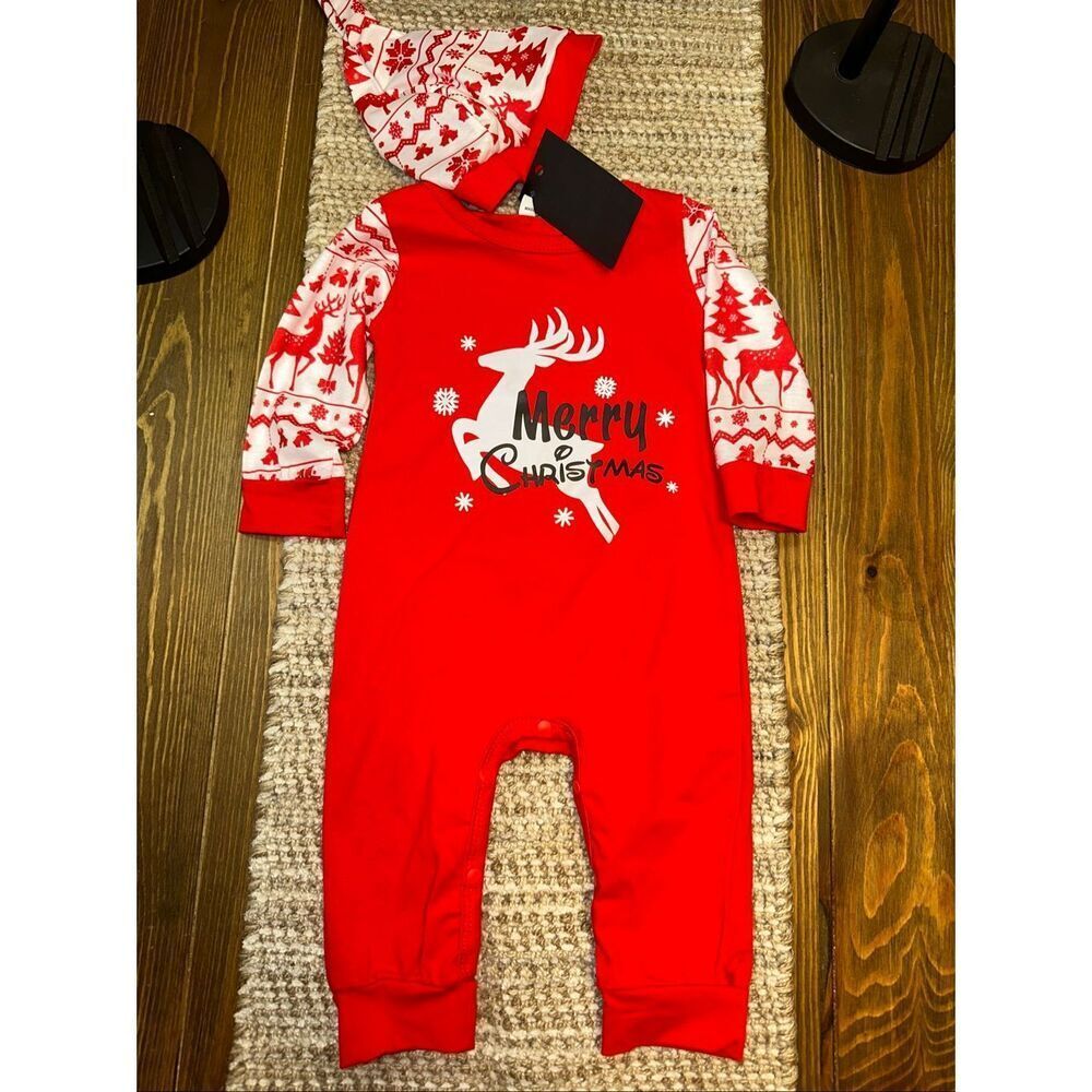 Baby Boys Boutique Romper Christmas Reindeer 6/9 Month jumper with hat
